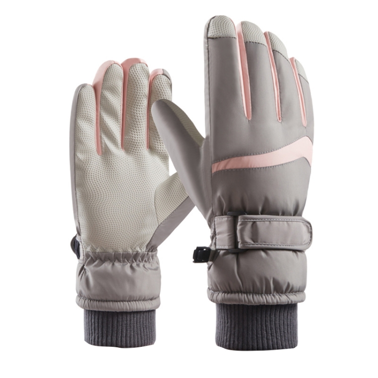 

1 Pair DF-05 Outdoor Riding Waterproof Non-slip Warm Fleece Thickened Gloves Female Type (Gray)