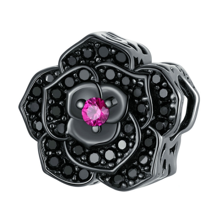 

SCC2380 Planted Black Rose DIY Beads 925 Silver Bracelet Bead