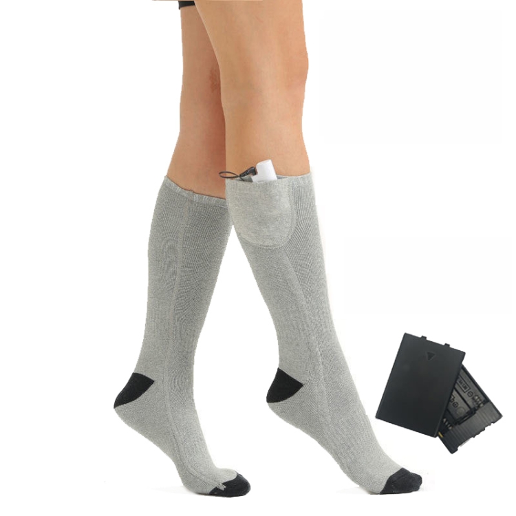 

Constant Temperature USB Electric Heating Socks Long Tube Warm Socks With Battery Box Gray