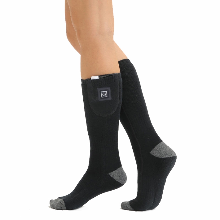 Chaussettes chauffantes noires et roses avec poche pour chaufferette