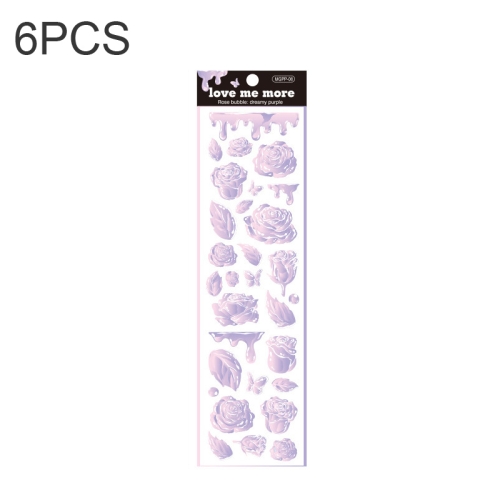 

6 PCS Rose Bubble Series Hand Account Laser Waterproof PVC Sticker(Fantastic Purple)