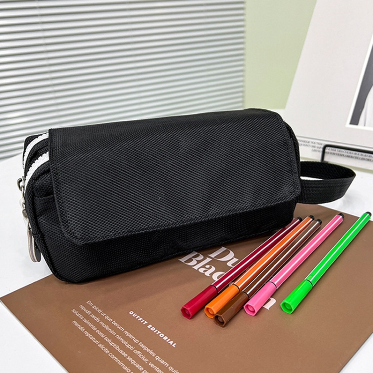 

Multi-layer Large-capacity Pencil Case Hand-held Stationery Box Bag(Black)