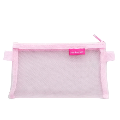

10PCS Hechooses D033 Transparent Mesh Exam Portable Pen Bag, Style: Square (Pink)
