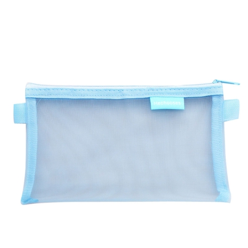 

10PCS Hechooses D033 Transparent Mesh Exam Portable Pen Bag, Style: Square (Blue)