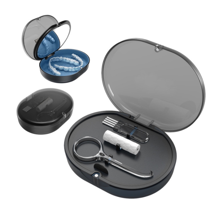 

Magnetic Braces Holder Beauty Mirror Storage Box With Chewing Glue(Black)
