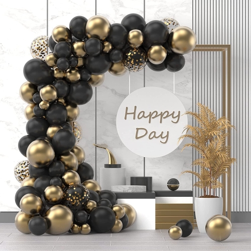 31/98Pcs Party Decorations Black And Gold Style Birthday Party Decoration  Supplies