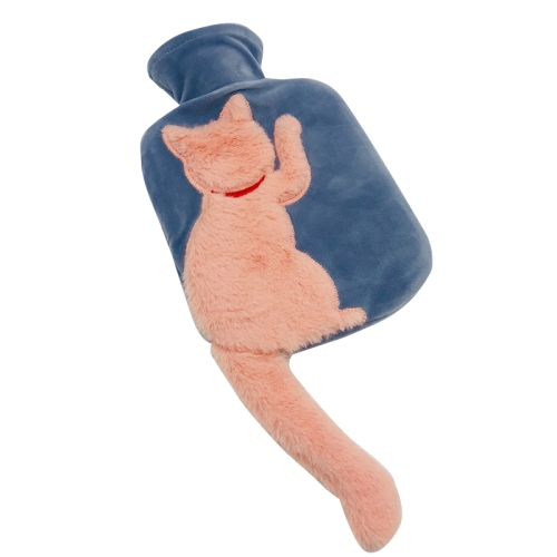 

Y118-5 Rabbit Plush Cute Tail Cat Injection PVC Squeeze-resistant Warm Water Bag(Orange Cat)