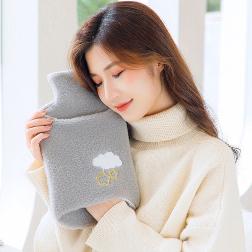 Detachable Washing Cloth Cover Rubber Hot Water Bag Can Be Intervened, Color: Gray Clouds 2000ML