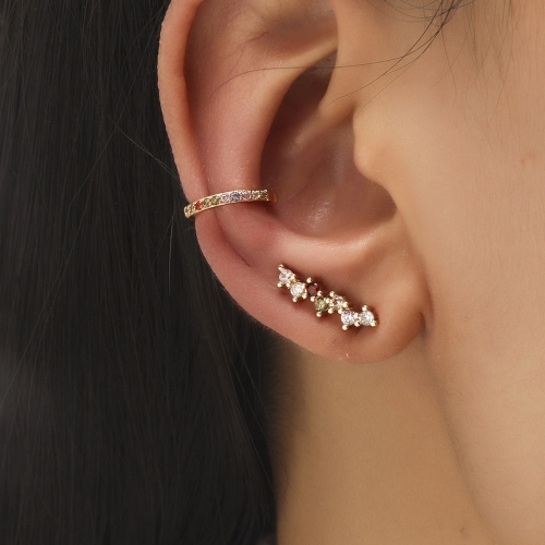 

DZ-515 Simple Small Drilling Lug Clip Geometric Zircon Earrings