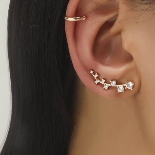 

DZ-514 Simple Small Drilling Lug Clip Geometric Zircon Earrings