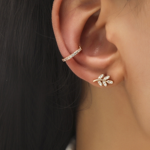 

DZ-512 Simple Small Drilling Lug Clip Geometric Zircon Earrings