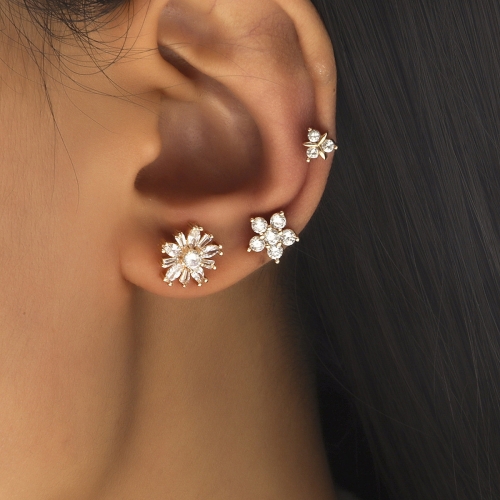 

DZ-509 Simple Small Drilling Lug Clip Geometric Zircon Earrings