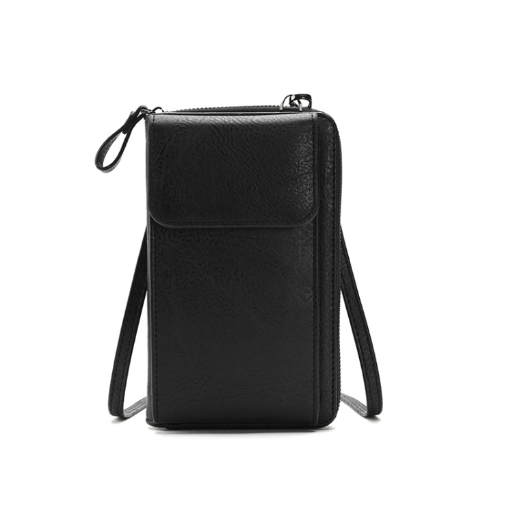 Lady Purse Shoulder Crossbody Bag Multifunctional Mobile Phone Bag(Black)