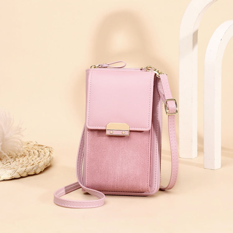 

Women Shoulder Crossbody Bag Lock Small Square Bag Cell Phone Bag(Pink)