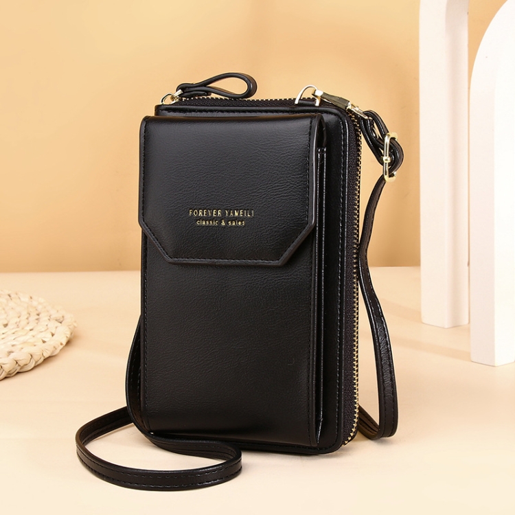 

HX730 Women Wallet PU Leather Long Cell Phone Bag(Black)