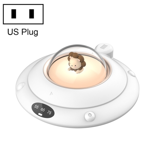 Cartoon verwarmde beker Pad UFO-geïsoleerde en constante temperatuur Coaster met nachtlampje, US-stekker (wit)