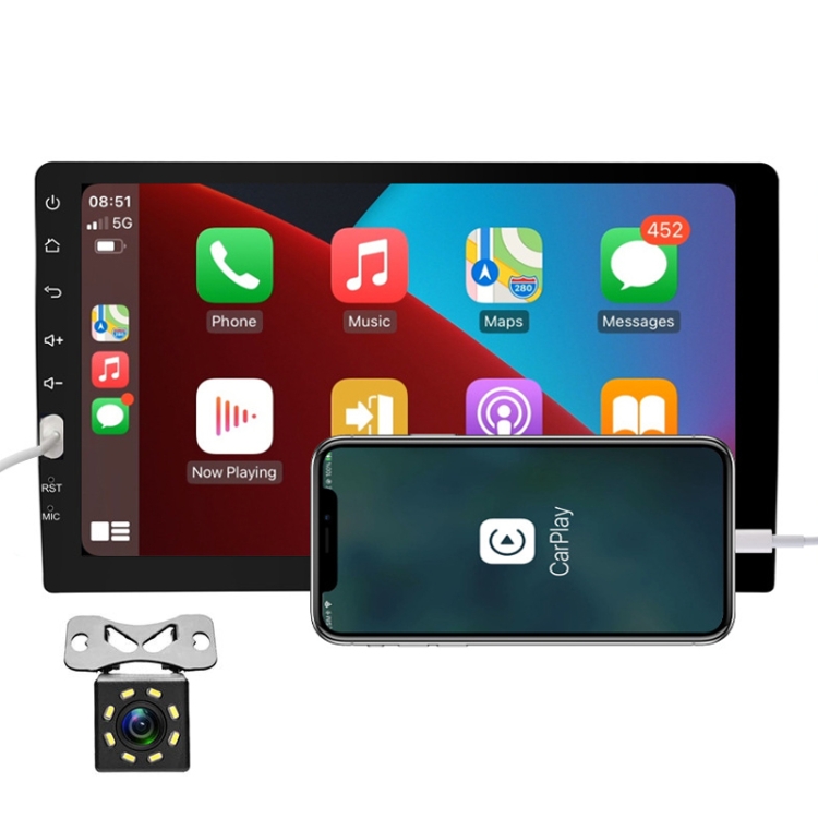 

Q3570 9 inch Carplay Single Spindle MP5 Player, Style: Standard+8 Light Camera