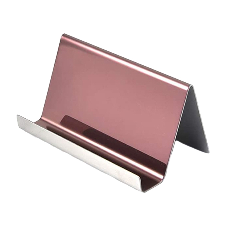 

2 PCS ZT7414 304 Stainless Steel Mirror Desktop Name Card Storage Rack(Wine Red)