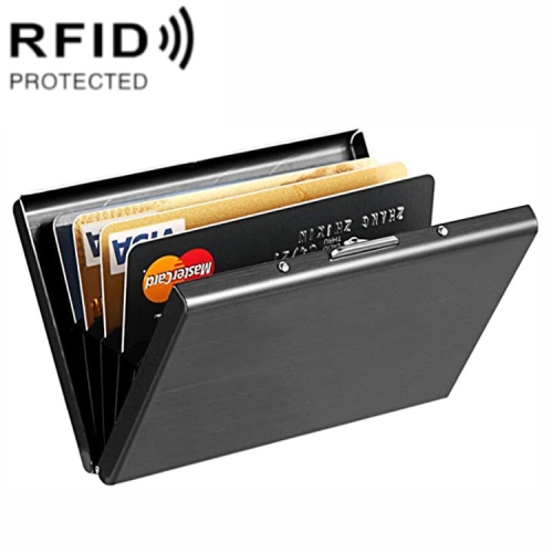 

ZT-1563 RFID Anti-theft Aluminum Alloy Multi-compartment Business Card Case Card Holder(Black)