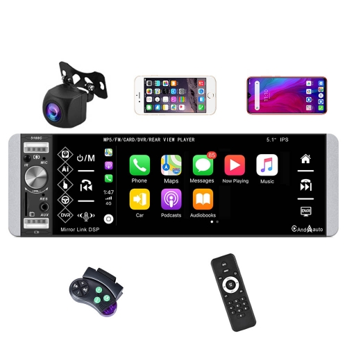 

A2905 5.1 inch IPS Capacitive Screen Single Butt Carplay Player, Style: Standard+AHD Camera