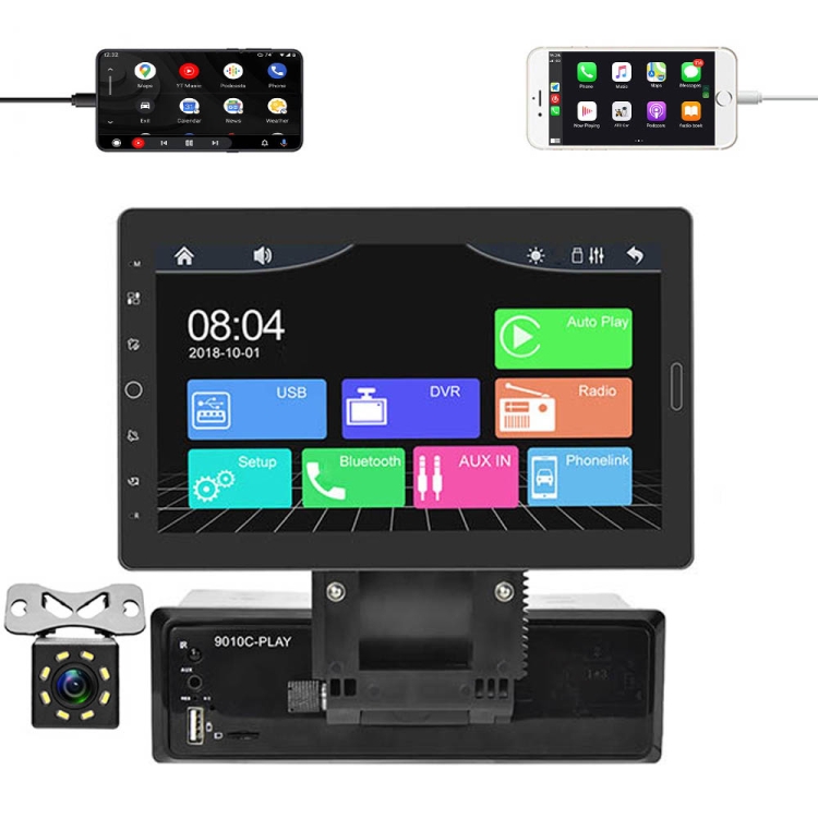 

1310C 10.1 inch Car Full Screen Touch HD MP5 Wired Carplay Player, Style: Standard+8 Light Camera