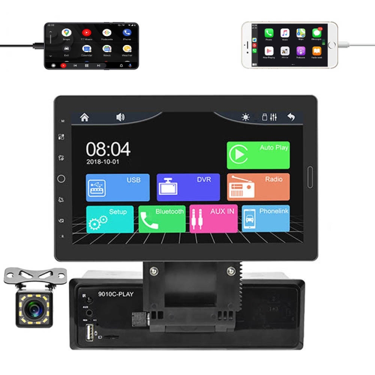 

1310C 10.1 inch Car Full Screen Touch HD MP5 Wired Carplay Player, Style: Standard+12 Light Camera