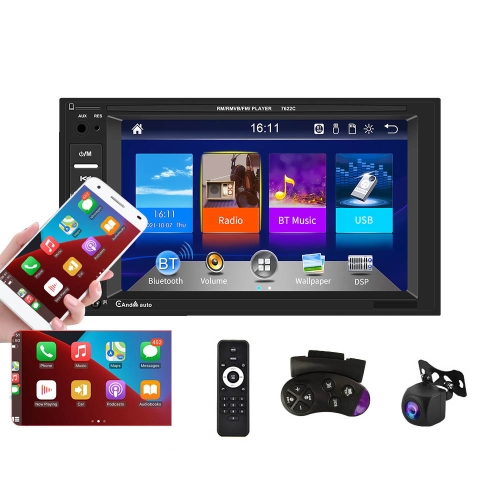 

7622C 6.2 inch Dual Spindle HD Car Universal MP5 Carplay Player, Style: Standard+AHD Camera