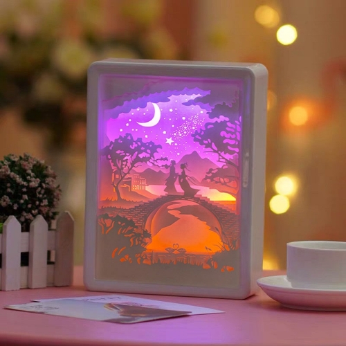 

Stereoscopic Paper Cutout Light Christmas Night Light(Magpie Bridge Meeting)