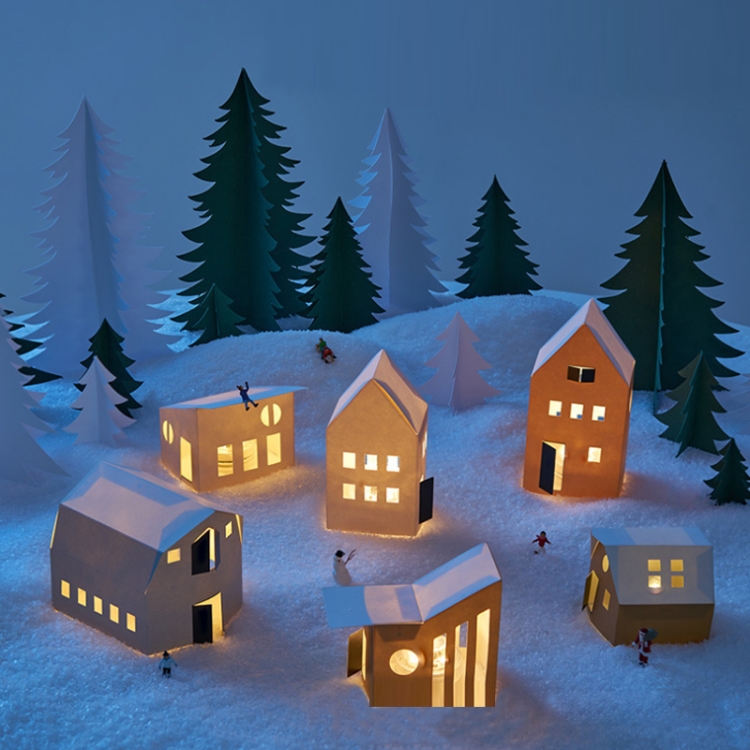 

Christmas Mini Landscape Decoration Ornaments Photography Props(Paper Art House)