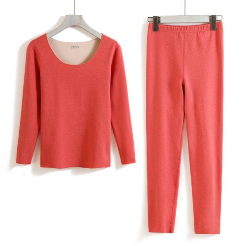 

Autumn and Winter AB Side Brushed Hair Velvet Thermal Underwear Set, Size: L(Female Watermelon Red)