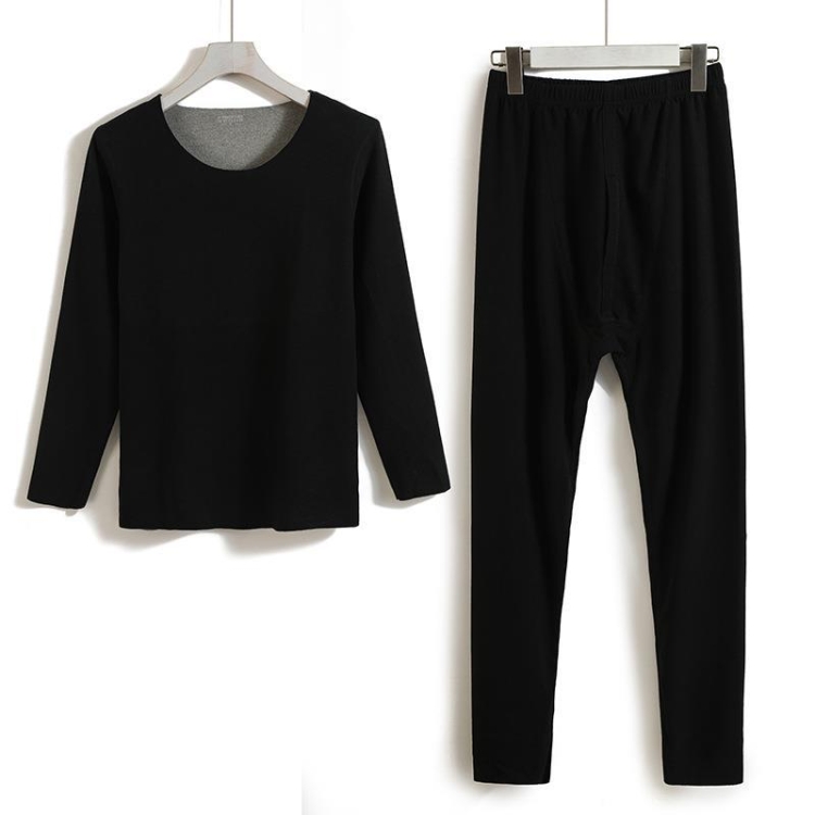 

Autumn and Winter AB Side Brushed Hair Velvet Thermal Underwear Set, Size: L(Male Black)