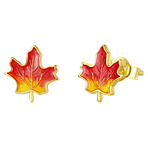 

Oil Drop Gold Plated 925 Silver Earrings, Style: SCE1244 Maple Leaf