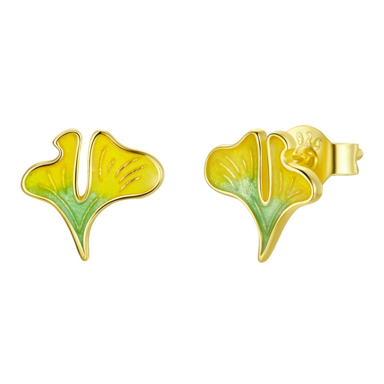 

Oil Drop Gold Plated 925 Silver Earrings, Style: SCE1247 Ginkgo Biloba