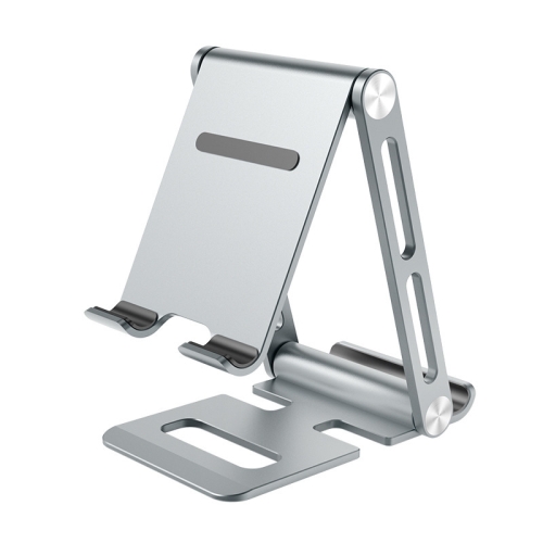 Double Folding Aluminum Tablet Phone Stand Desktop Holder(silver)