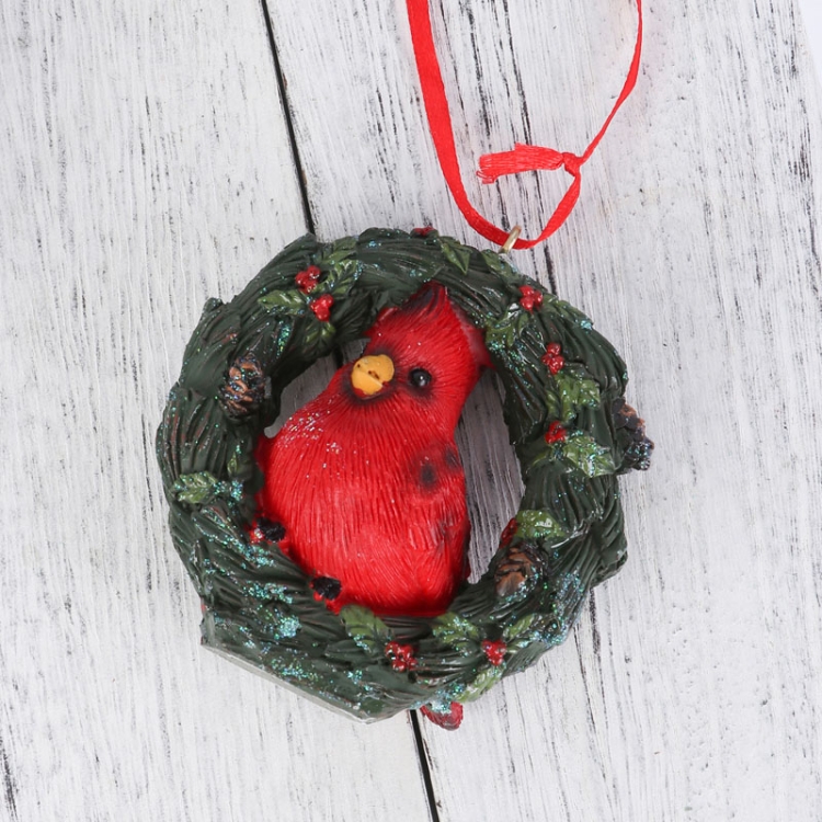 

RRW130 Christmas Decorative Christmas Tree Resin Pendant Party Decorations(Red Bird)