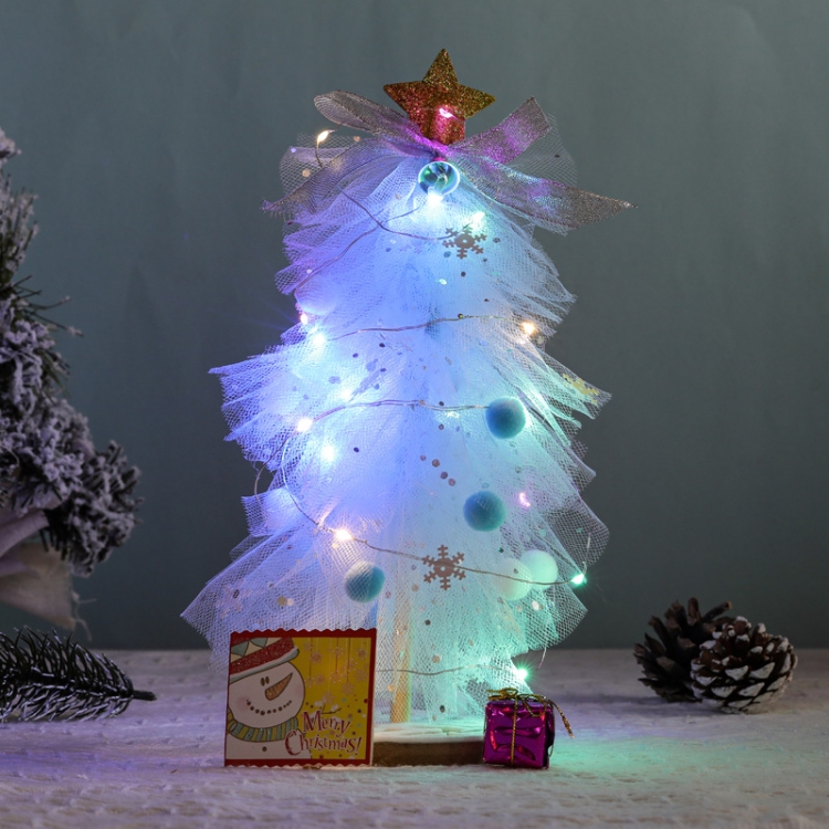 

Net Yarn Luminous Christmas Tree Kindergarten Educational Toys, Style: Colorful Light (Blue)