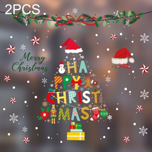 

2PCS HY005 Christmas Window Dressing Electrostatic Window Stickers