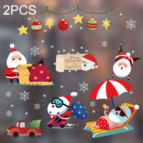 

2PCS HY008 Christmas Window Dressing Electrostatic Window Stickers