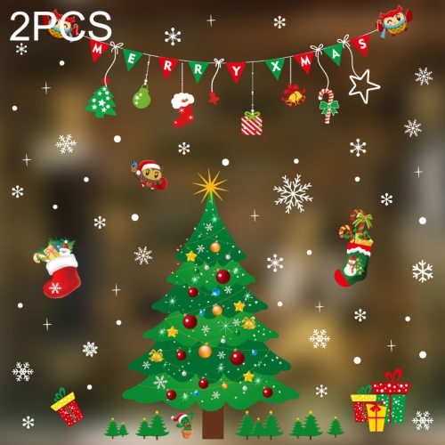 

2PCS HY64 Christmas Window Dressing Electrostatic Window Stickers