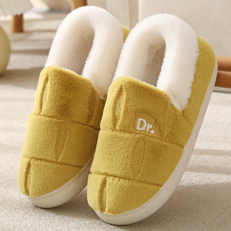 

Autumn and Winter Plaid Thickened Warm Cotton Slippers Non-slip Home Cotton Shoes, Size: 36-37(Yellow)