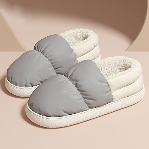 

M-1178P Winter Home Waterproof Thick-soled Cotton Shoes Plush Warm Cotton Slippers, Size: 40-41(Dark Grey)