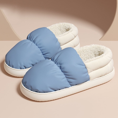 

M-1178P Winter Home Waterproof Thick-soled Cotton Shoes Plush Warm Cotton Slippers, Size: 44-45(Light Blue)