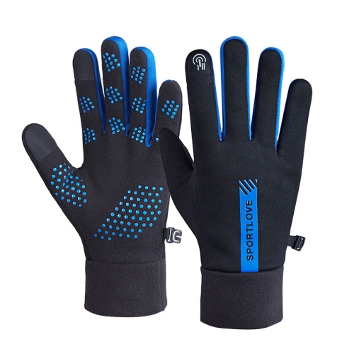 

1 Pair Velvet and Thick Cycling Windproof and Cold Warm Gloves, Style: Male Version (Blue)