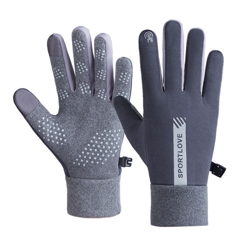 

1 Pair Velvet and Thick Cycling Windproof and Cold Warm Gloves, Style: Male Version (Grey)