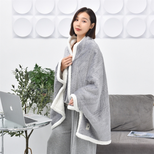 

80x130cm Flannel Thickened Embossed Shawl Blanket Office Air Conditioning Blanket(Light Grey)