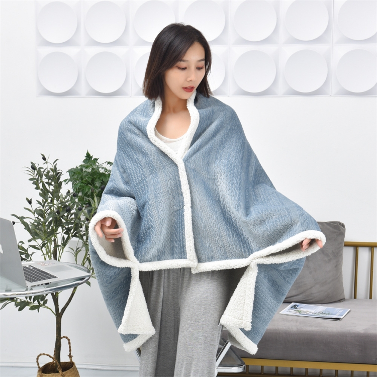 

100x150cm Flannel Thickened Embossed Shawl Blanket Office Air Conditioning Blanket(Misty Blue)
