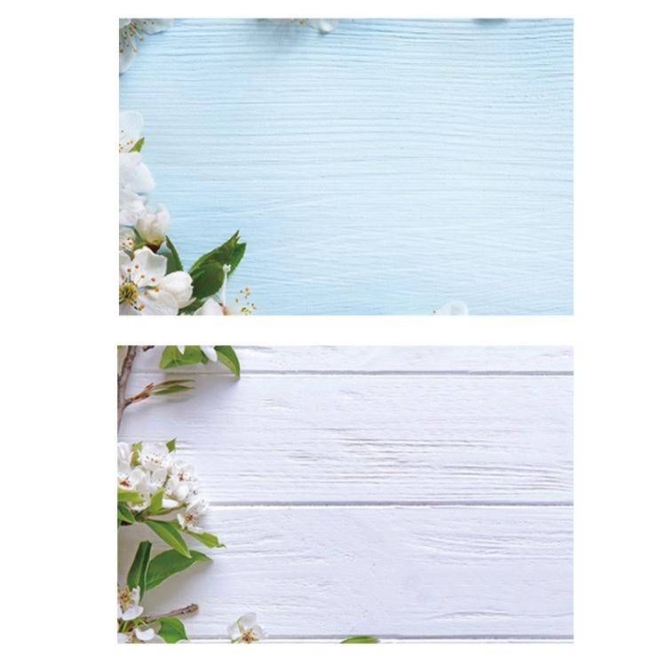 

3D Double-Sided Matte Photography Background Paper(White Flower Blue White Wood Grain)