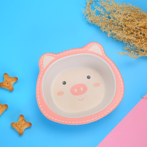 

HY-019 Cartoon Animal Shape Bamboo Fiber Children Tableware Bowl, Style: Piglet