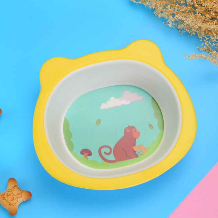 

HY-019 Cartoon Animal Shape Bamboo Fiber Children Tableware Bowl, Style: Monkey