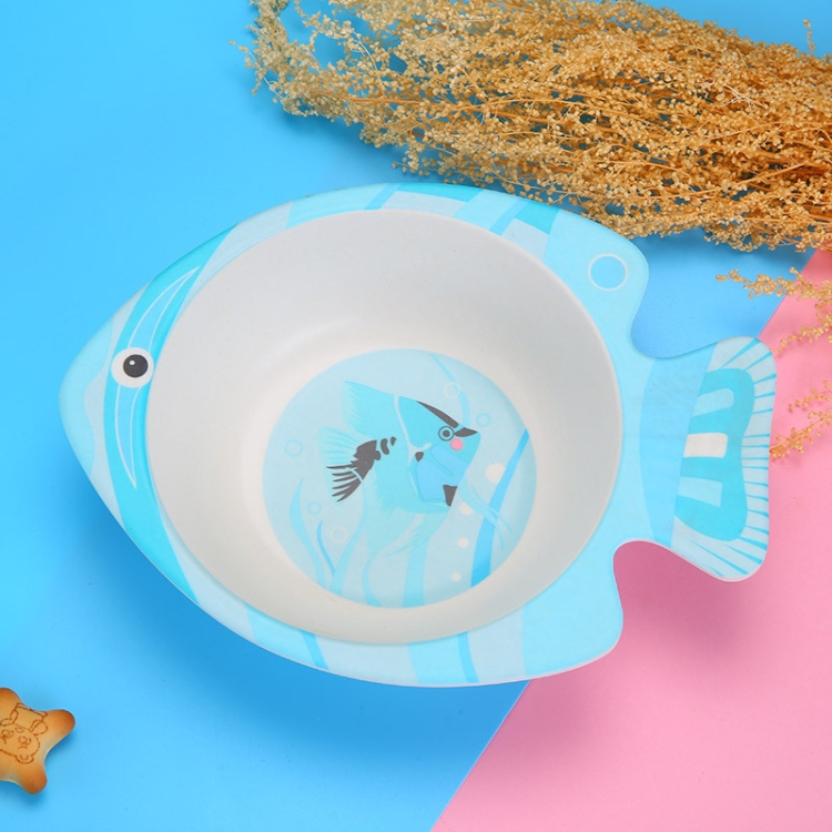 

HY-019 Cartoon Animal Shape Bamboo Fiber Children Tableware Bowl, Style: Blue Fish